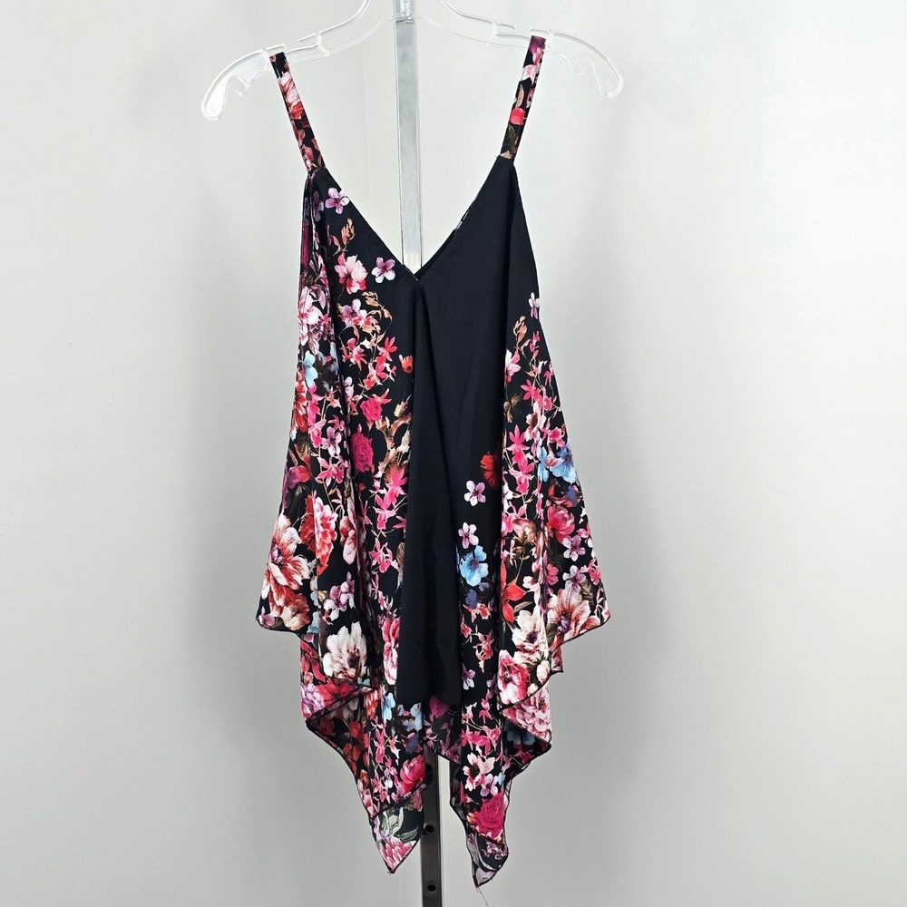 Uniquie Spectrum Asymmetrial Hem Sleeveless Floral Print Top Multicolor M - Picture 3 of 9
